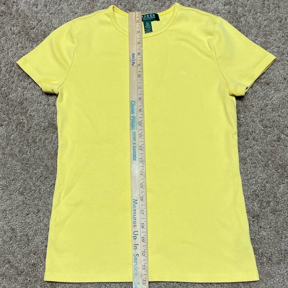 LAUREN RALPH LAUREN RIBBED COTTON SHORT SLEEVE TEE. SIZE PETITE SMALL. YELLOW. - Picture 3 of 8